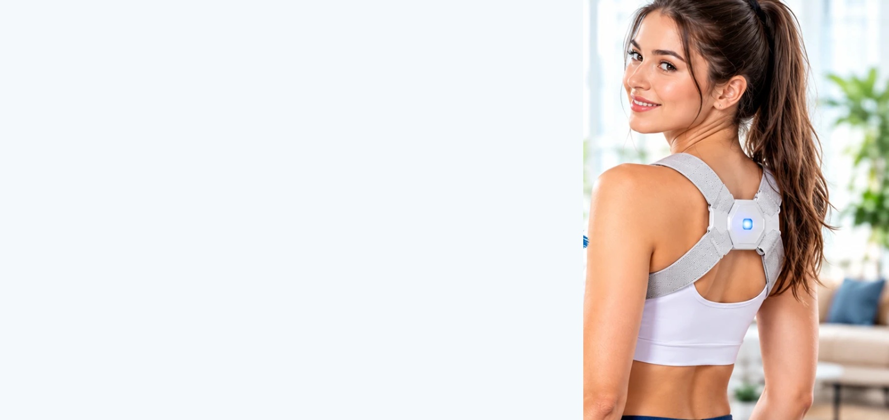 Woman wearing the light gray Straivo posture corrector